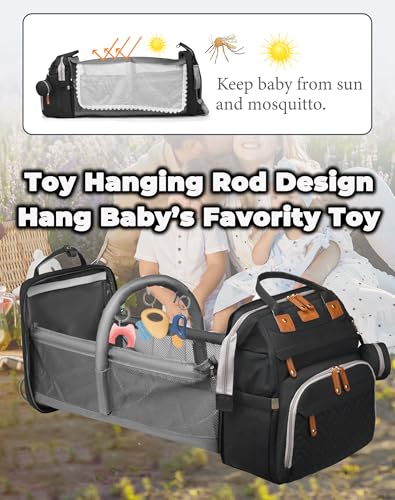Open view of diaper bag storage pockets