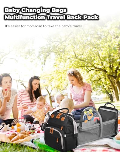 Black diaper bag with stroller straps