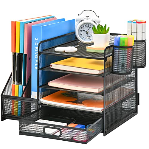 Marbrasse 5-Tier Mesh Desk Organizer front view