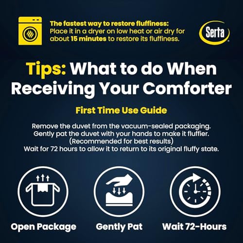 Serta bedding folded on a queen size bed
