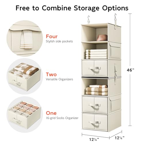 Side view showing side pockets of storage unit
