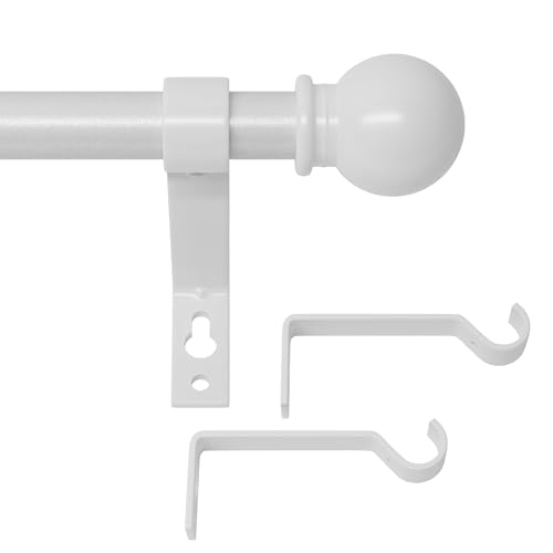 GSBLUNIE white curtain rod with ball finials