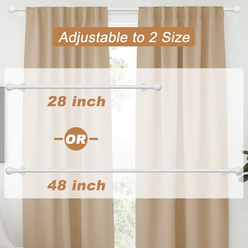 Adjustable white steel curtain rod parts