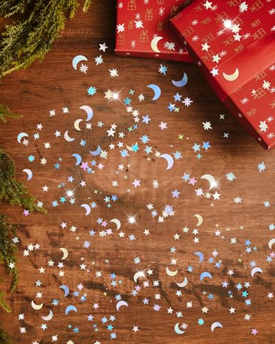 Silver glitter confetti scattered on a surface