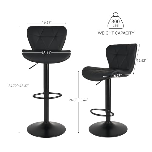 Adjustable faux leather bar stool seat detail