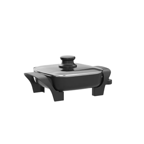 Electric skillet with glass lid and cool-touch handles