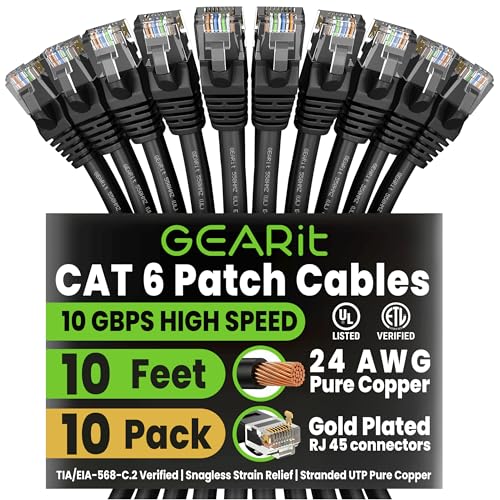 GEARit Cat 6 Ethernet Cable 10-Pack