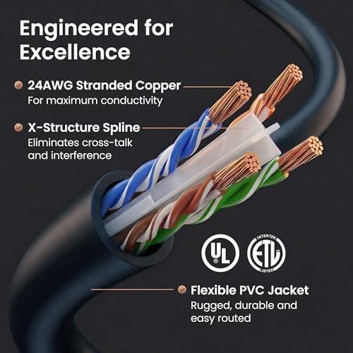 Black 10ft Cat 6 patch cable