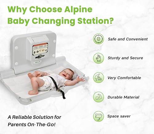 Side view of Light Gray Alpine changing table