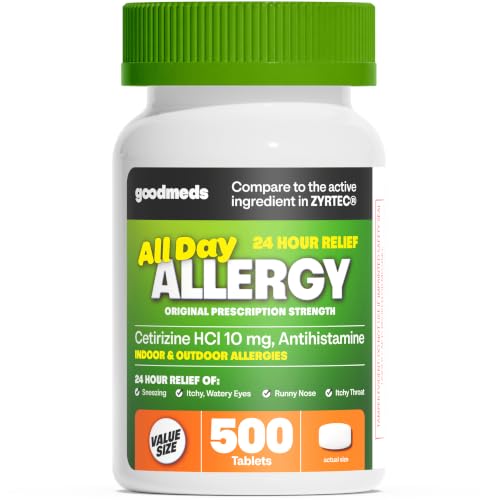 GoodMeds 500-count allergy medicine bottle