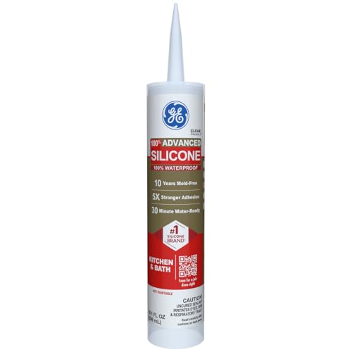 GE Advanced Silicone Kitchen & Bathroom Caulk 10 fl oz clear tube