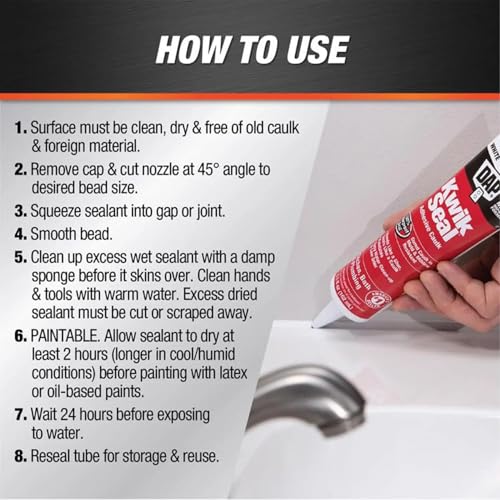 Close up of DAP 8889 5.5 oz caulk