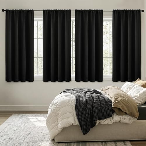MIULEE black blackout curtains set
