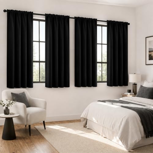 Four panel black curtain set