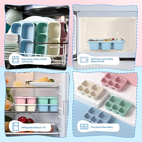 Green blue pink and beige bento boxes