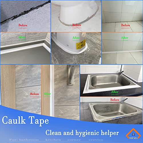 TOUSEA sealant tape applied to a bathtub corner