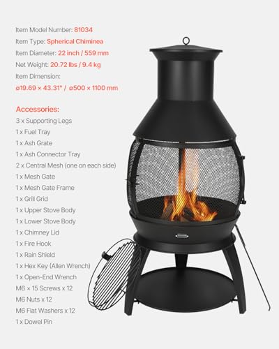 VEVOR chiminea covered with protective rainproof coat