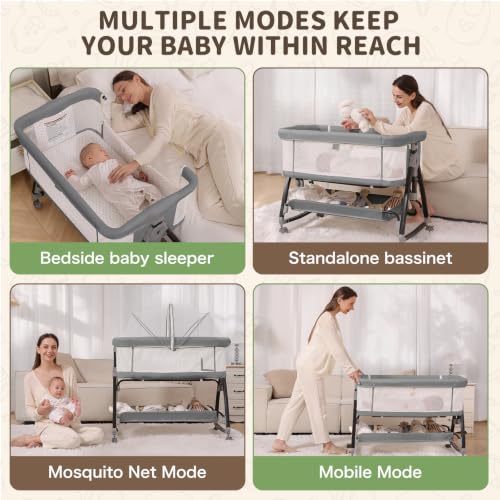 Silent lockable wheels on Mudite baby bassinet