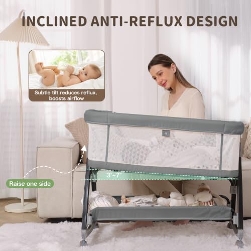 Mudite bassinet in anti-reflux inclined mode