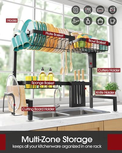 Adjustable stainless steel dish rack frame