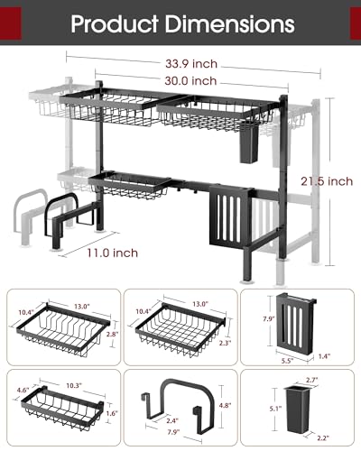 Black dish drying rack for large kitchens
