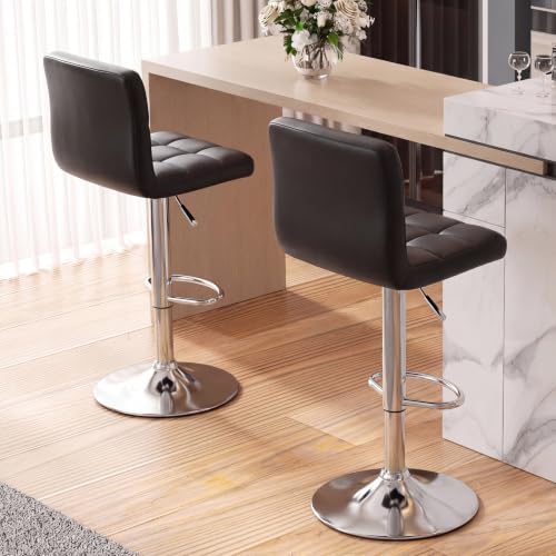 Set of two Homall bar stools in black leather