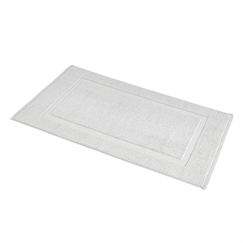 Basics Banded Bathroom Bath Rug Mat in Soft Silver
