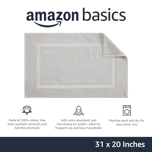 Soft Silver bath rug on bathroom floor