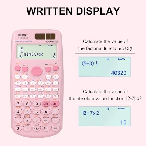 Side profile of IPEROT pink school calculator