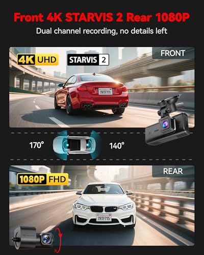 Dual channel dashcam set with rear camera