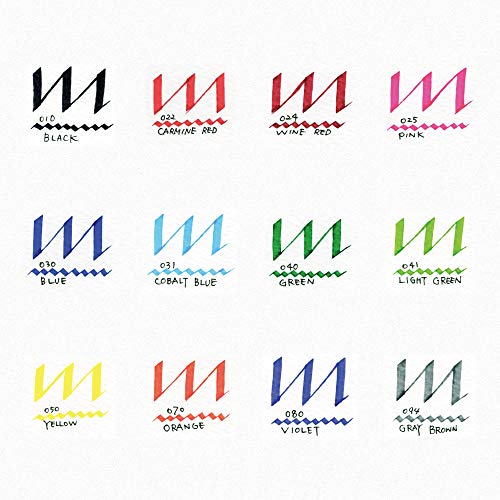 Full range of 12 vibrant marker ink colors