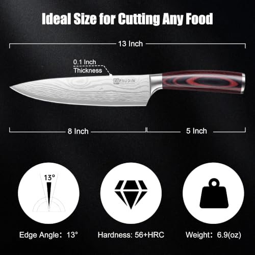 Full view of the PAUDIN 8 inch kitchen knife
