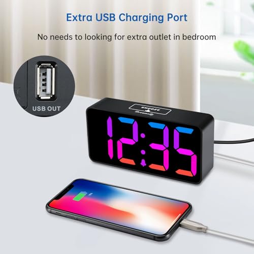 DreamSky alarm clock display in dim room