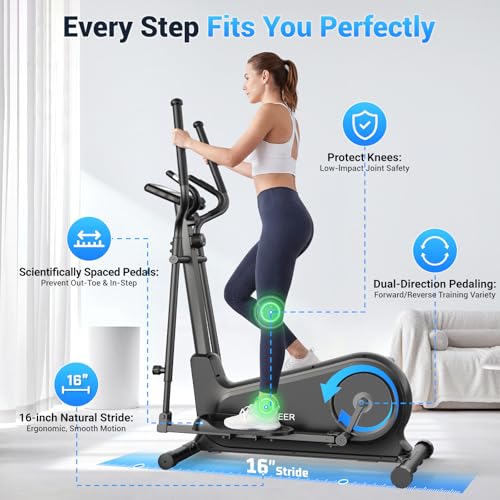 ANCHEER elliptical with LCD monitor & heart rate tracking
