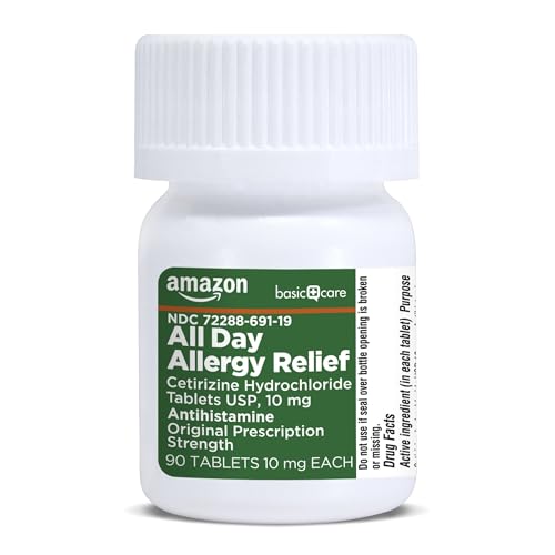 Close up of allergy relief supplement information