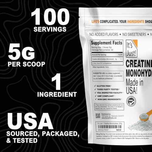 It's Just! Creatine micronized powder in a spoon