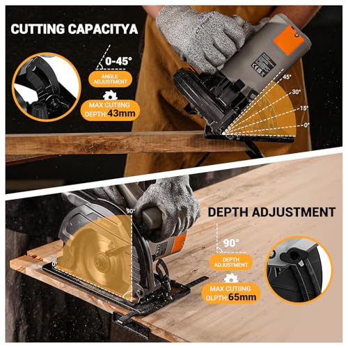 Close up of 185mm circular saw blade