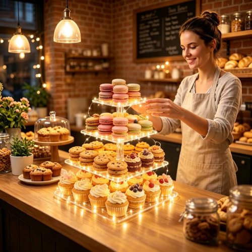Battery operated LED light strip for dessert tower