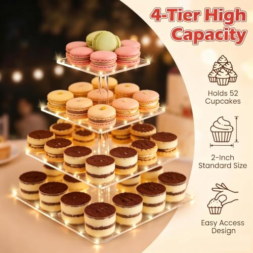 Assembled clear cupcake stand for parties