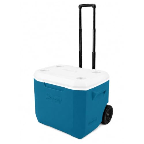 Coleman 60-Quart Rolling Cooler Ocean Blue profile view