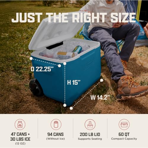 Coleman 60-Quart Rolling Cooler interior capacity view