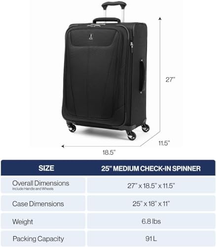 Black Travelpro Maxlite 5 luggage back view