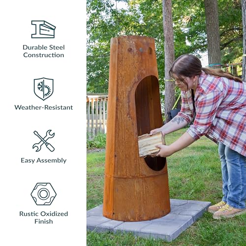 Detailed view of the chiminea fire opening and log grate