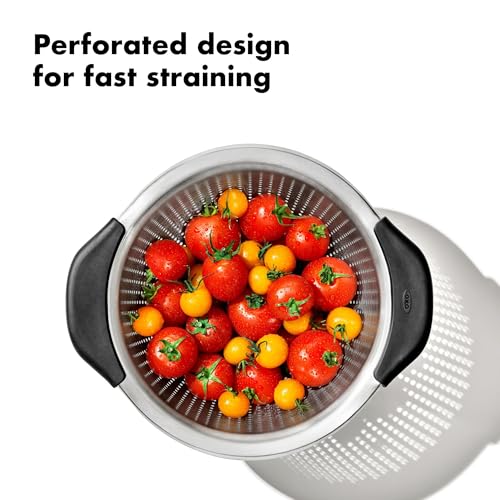 Strainer nested in a mixing bowl