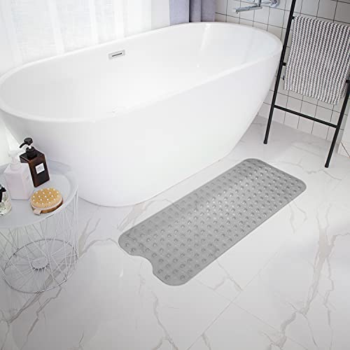 TEESHLY clear grey shower mat close up