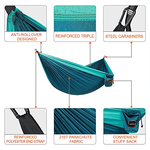 AnorTrek Camping Hammock Blue&Dark Blue set up