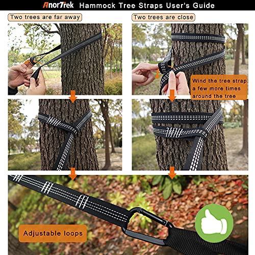 Close up of hammock carabiners and straps