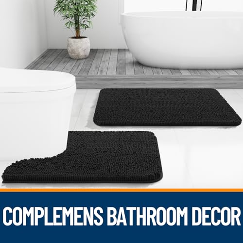 OLANLY bath rug displayed by a vanity