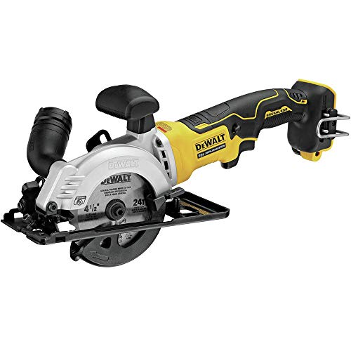 DEWALT cordless saw with dust port highlighted