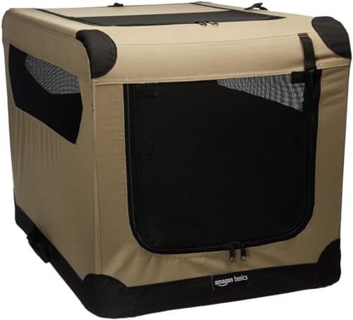 Basics portable soft dog crate tan
